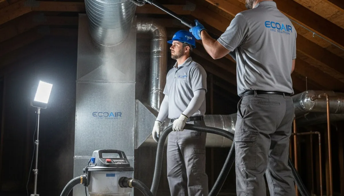 Technician performing air duct cleaning service in Washington, DC for Five Star Cooling