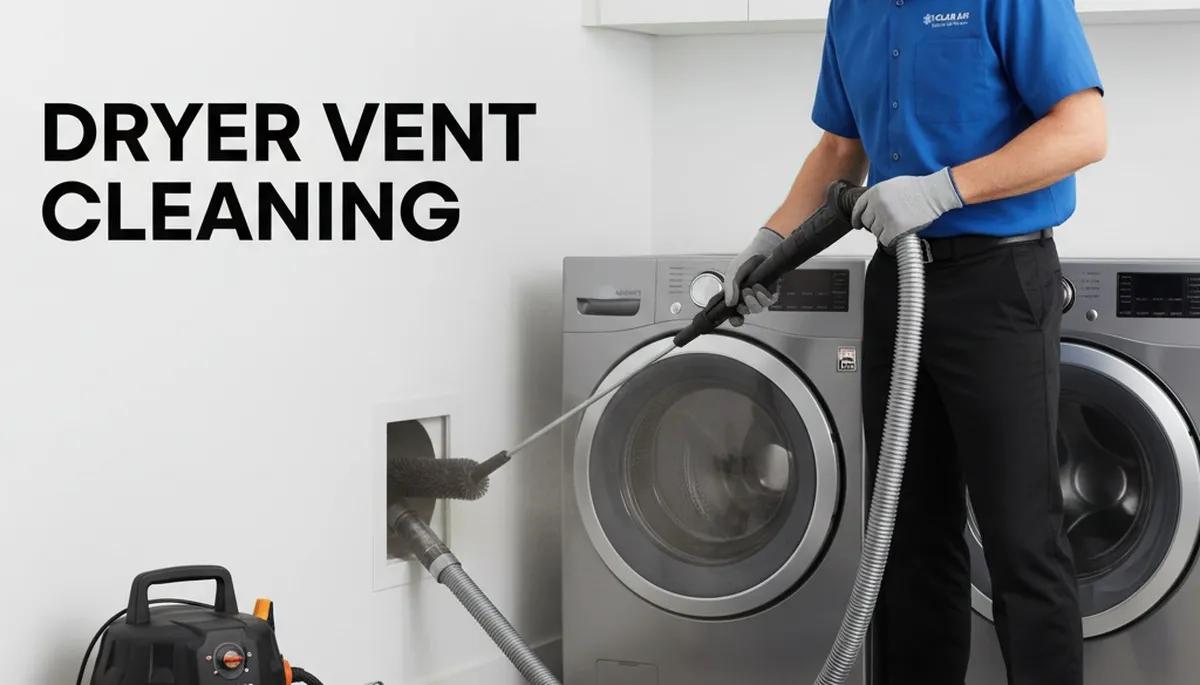 Technician providing professional dryer vent cleaning service in Washington, DC home